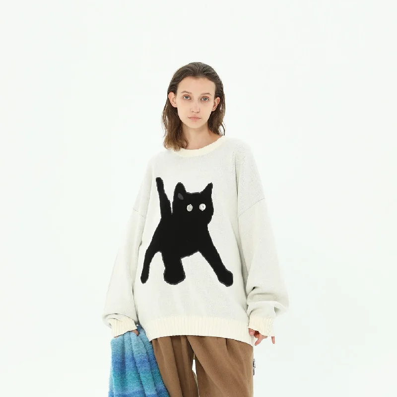 Cat Graphic Sweater Machine Wash Dry Clean Hand Wash