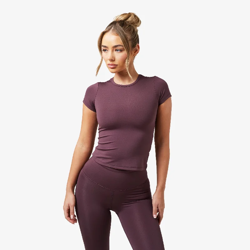 Second Skin Crop Top | Dark Cherry Knit Fabric Woven Fabric Fleece Fabric