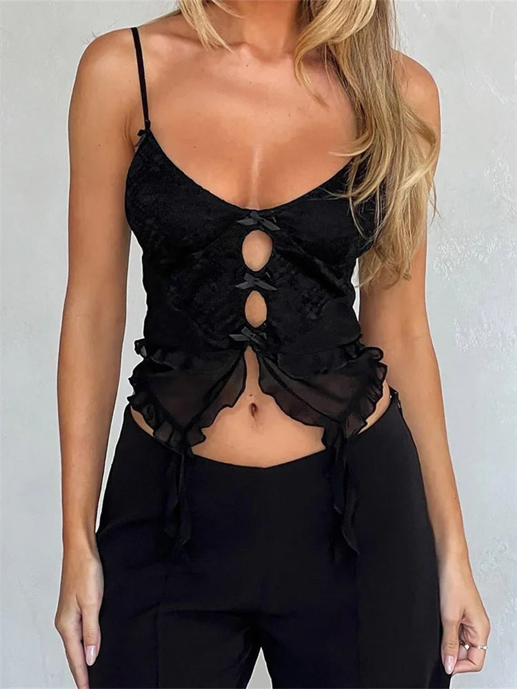 Retro Women Lace Ruffles Bowknot Cutout Spaghetti Strap Sleeveless Backless Summer Vest Clubwear 2024 Crop Top Wool Fabric Cashmere Fabric Tweed Fabric Retro Women Lace Ruffles Bowknot Cutout Spaghetti Strap Sleeveless Backless Summer Vest Clubwear 2024 Crop Top Wool Fabric Cashmere Fabric Tweed Fabric