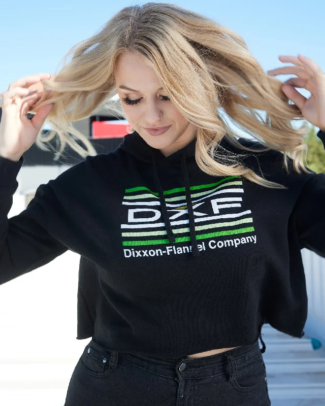 Women's Streamline Crop Pullover Hoodie - Green Short Sleeve Top