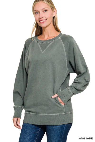 Ash Jade French Terry Pullover High Neck Pullover