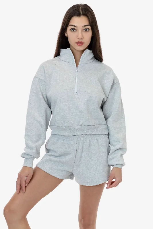 HF326 - Heavy Fleece Cropped Half Zip Pullover (Piece Dye) Long Sleeve Pullover