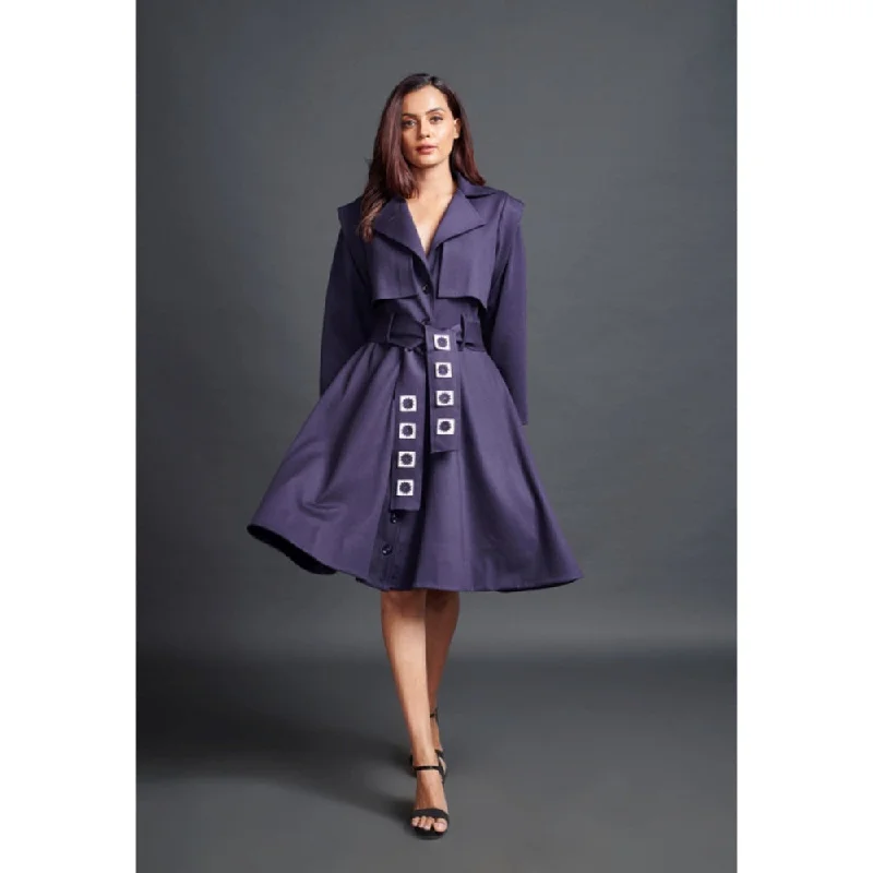 Deepika Arora Solid Jacket Dress with Belt Purple (Set of 2) Print Jacket Jacquard Jacket Embroidered Jacket