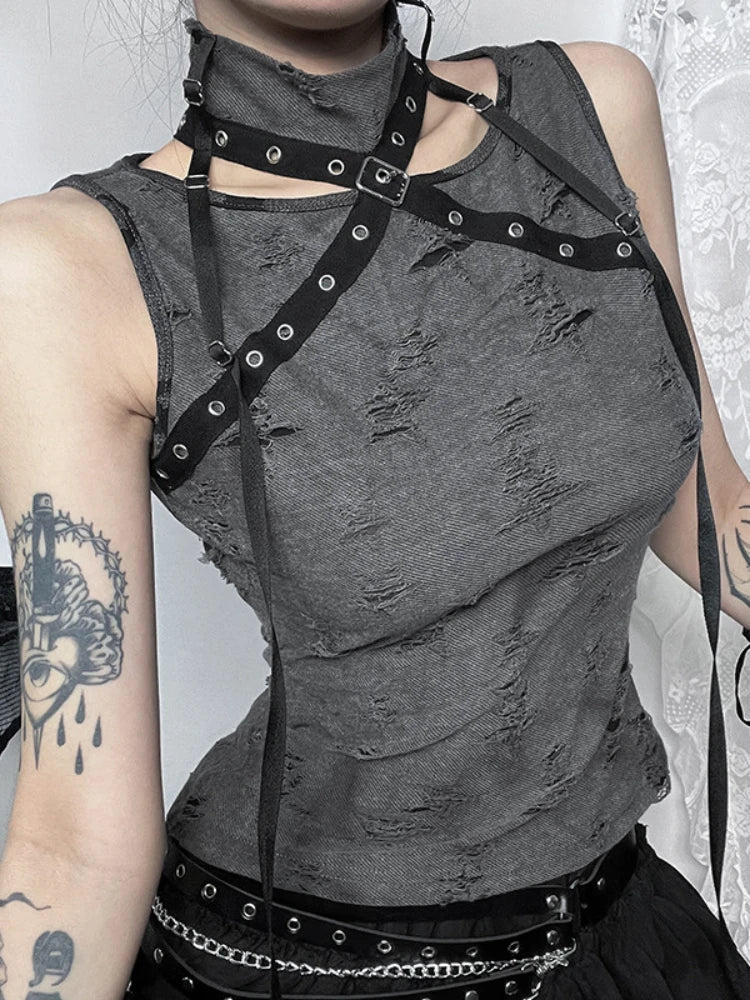 Vintage Gothic Print Retro Punk Sexy Sleeveless Five Pointed Star Crop Top Faux Fur Fabric Real Fur Fabric Shearling Fabric Vintage Gothic Print Retro Punk Sexy Sleeveless Five Pointed Star Crop Top Faux Fur Fabric Real Fur Fabric Shearling Fabric