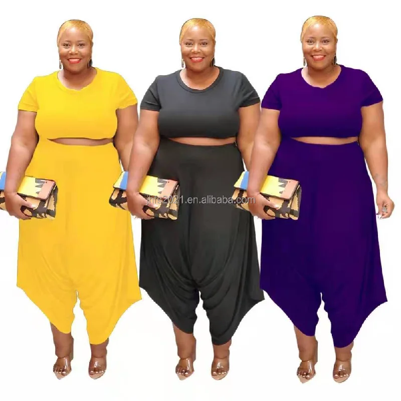 J&H fashion 5XL plus size two piece pants set short sleeve crop top women's herman pants set casual loose lounge wear Collared Crew Neck Turtle Neck J&H fashion 5XL plus size two piece pants set short sleeve crop top women's herman pants set casual loose lounge wear Collared Crew Neck Turtle Neck