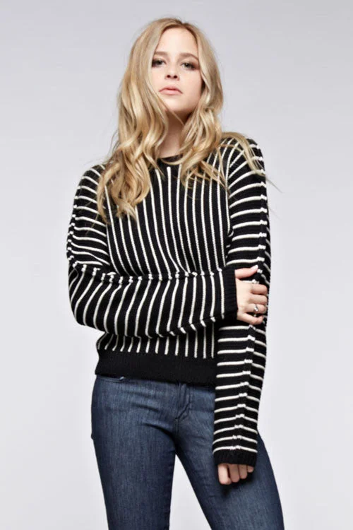 Heather Ladies Sweater Ribbed Striped Patterned