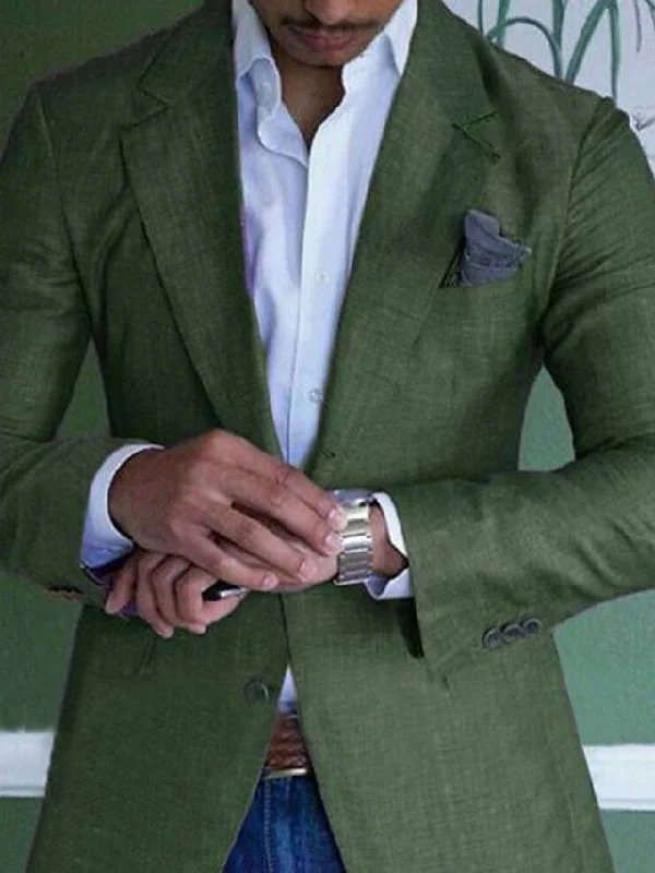 Men's Tailored Fit Single Breasted Two-buttons Blazer Jacket Satin Jacket Silk Jacket Chiffon Jacket