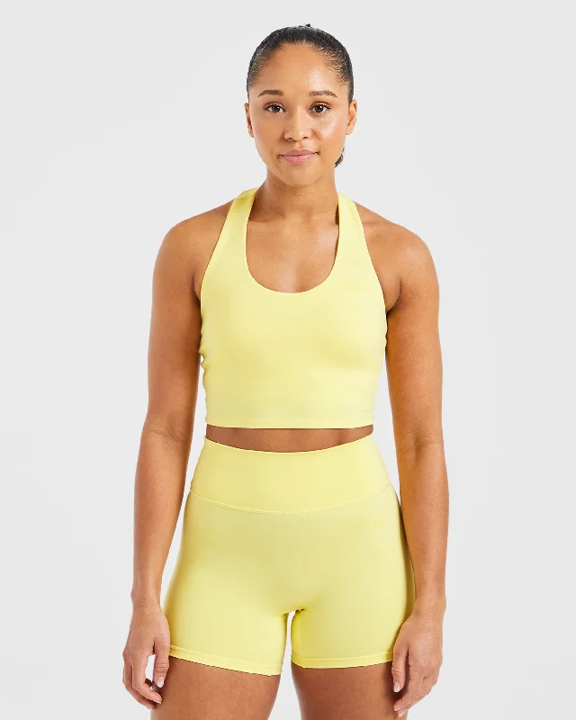 Staple Halterneck Crop Top - Pastel Lemon Asymmetrical Pockets Print