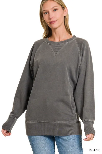 Black French Terry Pullover Fine Merino Wool