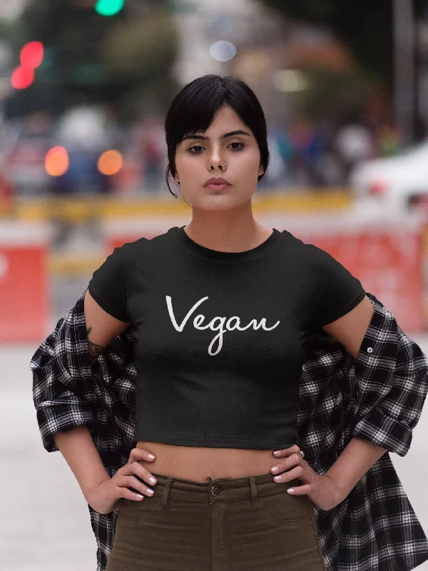 Vegan Signature Crop Top Zippered Front Buttoned Front Snap Front