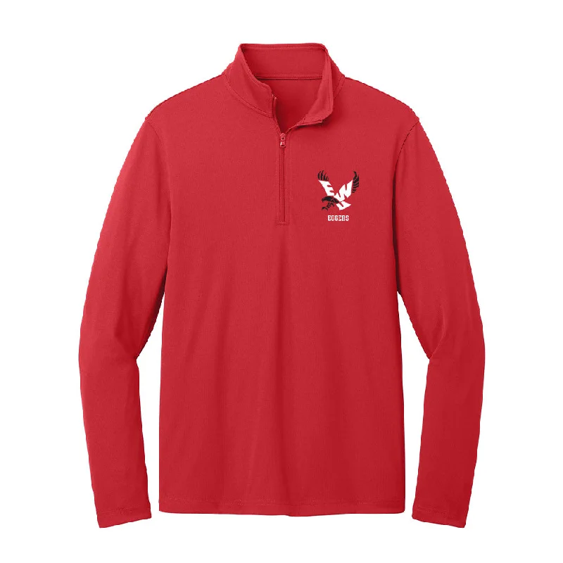 Eastern Washington - NCAA Women's Basketball : Jaecy Eggers - Lightweight Quarter Zip Jacket Wool Jacket Cashmere Jacket Tweed Jacket