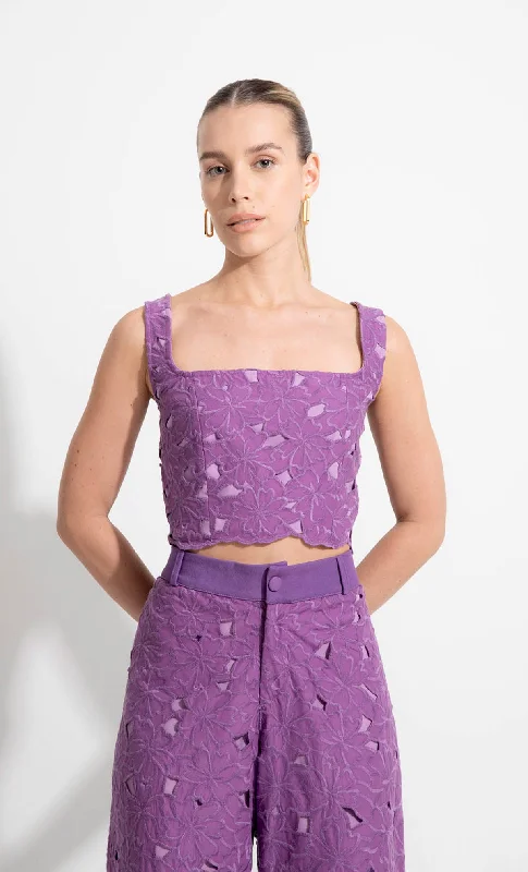 Bitah Crop Top Spandex Blend Rayon Blend Denim Blend