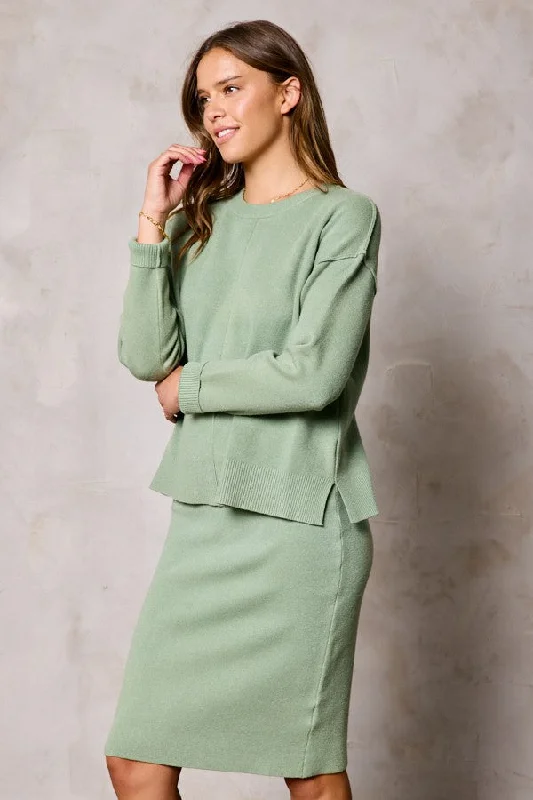 Toasted sage sweater set Welt Pockets Slit Pockets Flap Pockets