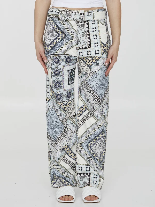Paisley Print Trousers Trousers Cargo pockets