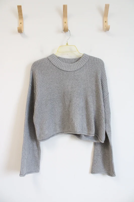 NEW Wild Fable Gray Cropped Sweater | L Elegant Classic Vintage