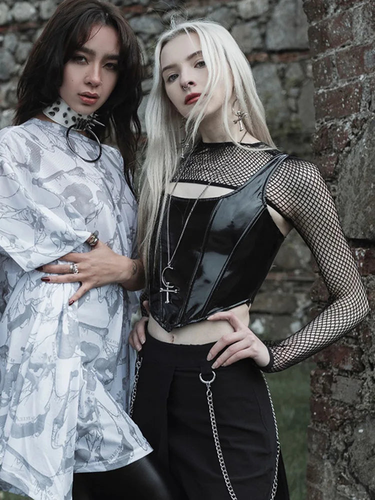 Gothic PU Leather Bustier Spaghetti Strap Grunge Punk Vintage Clubwear Sleeveless Crop Top Satin Fabric Silk Fabric Chiffon Fabric Gothic PU Leather Bustier Spaghetti Strap Grunge Punk Vintage Clubwear Sleeveless Crop Top Satin Fabric Silk Fabric Chiffon Fabric