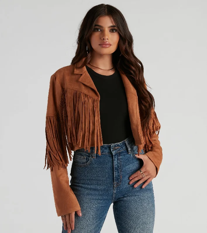 Tootin' Cute Faux Suede Jacket Toggled Jacket Drawstring Jacket Belted Jacket