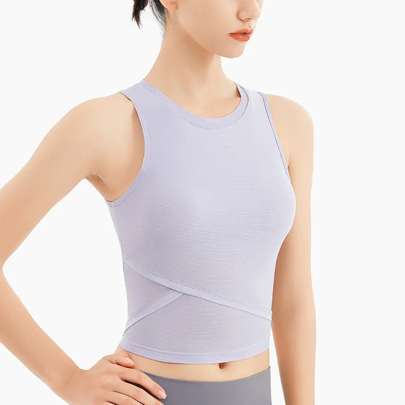 Sleeveless Crop Top with Built-In Bra Silk Blend Satin Velvet