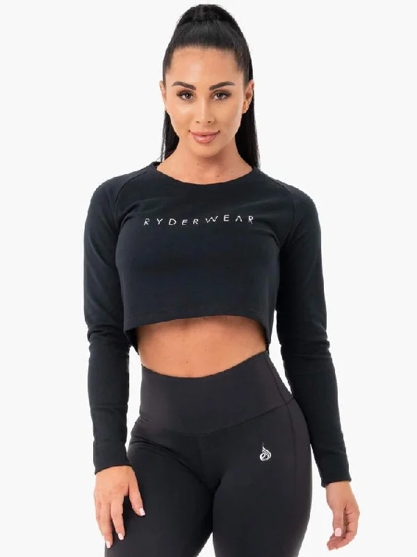 Ryderwear | Staples Cropped Sweater - Black Zippered Buttoned Snapped