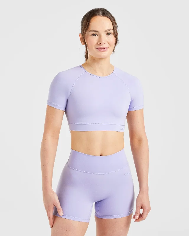 Staple Crop Top - Pastel Lavender Fleece Nylon Spandex