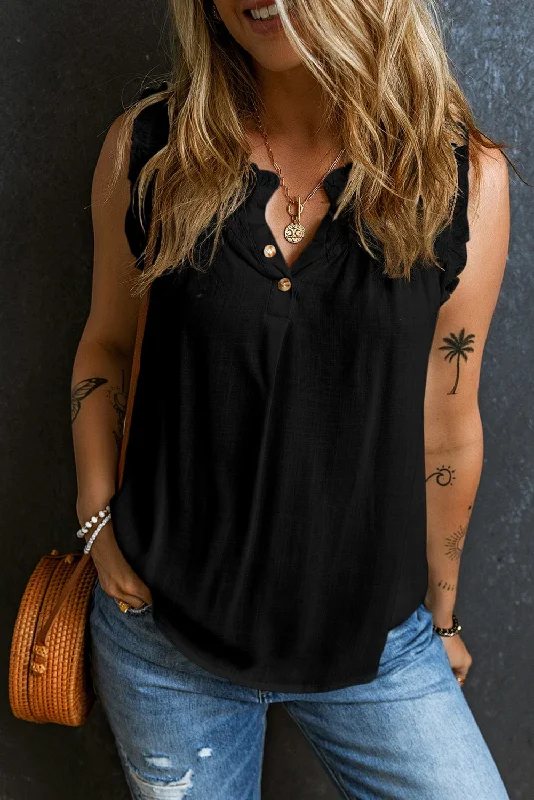 Tops Solid Shirt Loose V-Neck Pullover Sleeveless Tank Top Bateau Neck Pullover
