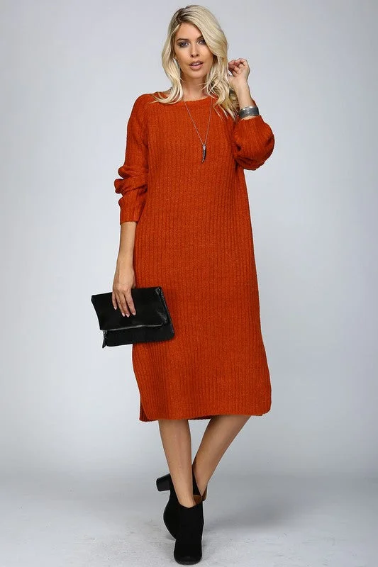 Chunky Ribbed Sweater Dress Layered Multi-layer Single Layer