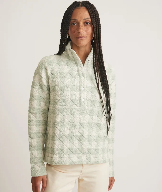 Iris Quilted Pullover - Mint Crew Neck Wool