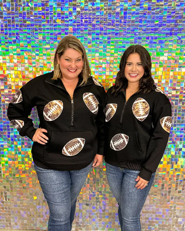 Kick Off Quarter Zip Pullover - Black Short Puff Sleeve