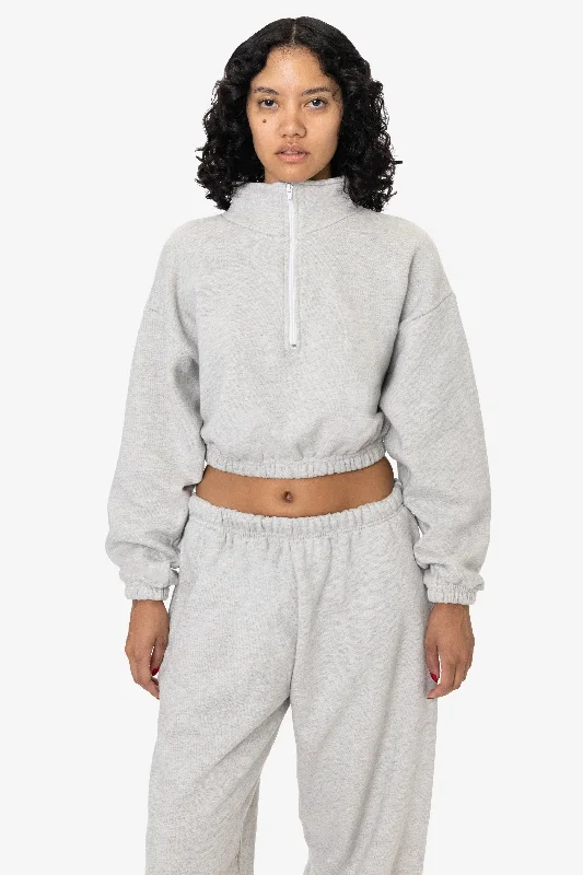 CF396 - Cotton Fleece Half Zip Cropped Pullover Wide Sleeve Pullover