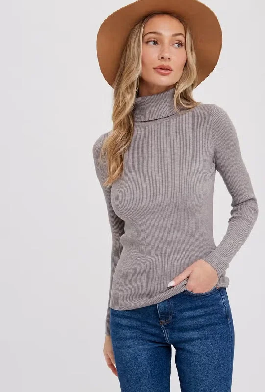 Women's/Junior Essential Ribbed Turtleneck Pullover - Heather Grey Sarouel Sleeve Pullover Women's/Junior Essential Ribbed Turtleneck Pullover - Heather Grey Sarouel Sleeve Pullover