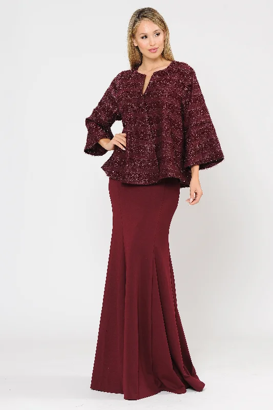 Glitter Embellished Plus Size Evening Jacket by Poly USA JK1902 Rayon Jacket Velvet Jacket Corduroy Jacket