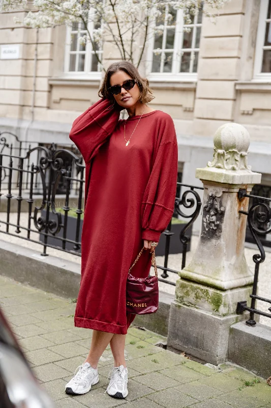 Anke sweater dress bordeaux Terry Blend Velvet Blend Canvas Blend