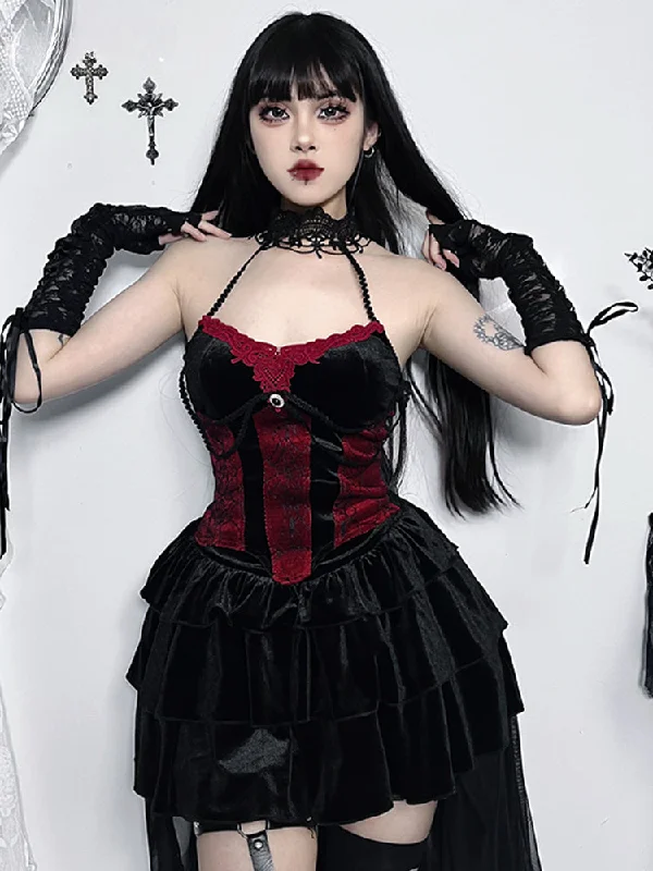 Goth Vintage Punk Aesthetic Backless Y2K Camisole Halter Neck Crop Top Polka Dot Checkered Tartan Goth Vintage Punk Aesthetic Backless Y2K Camisole Halter Neck Crop Top Polka Dot Checkered Tartan