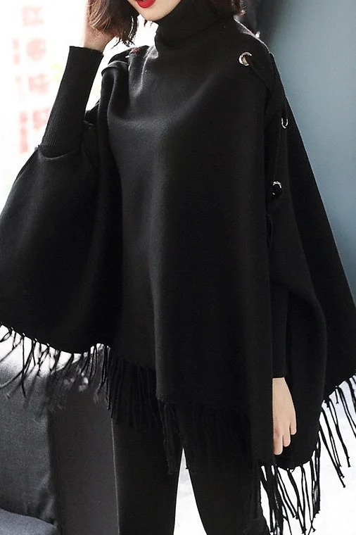 Dolman Sleeve Lace-Up Sweater Chenille Brocade Lace
