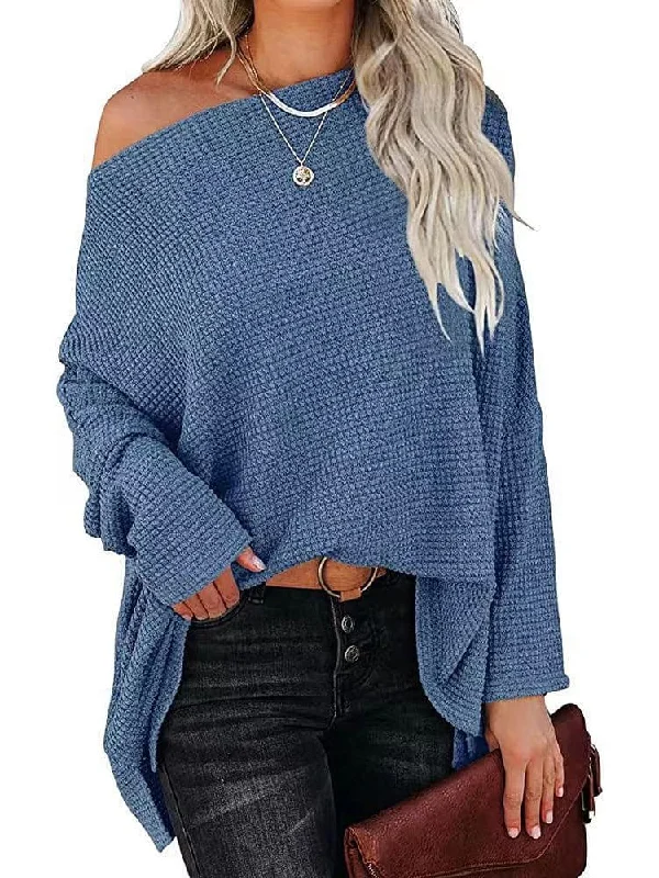 Cozy Off-Shoulder Knit Pullover Sweater Turtleneck Warm Pullover