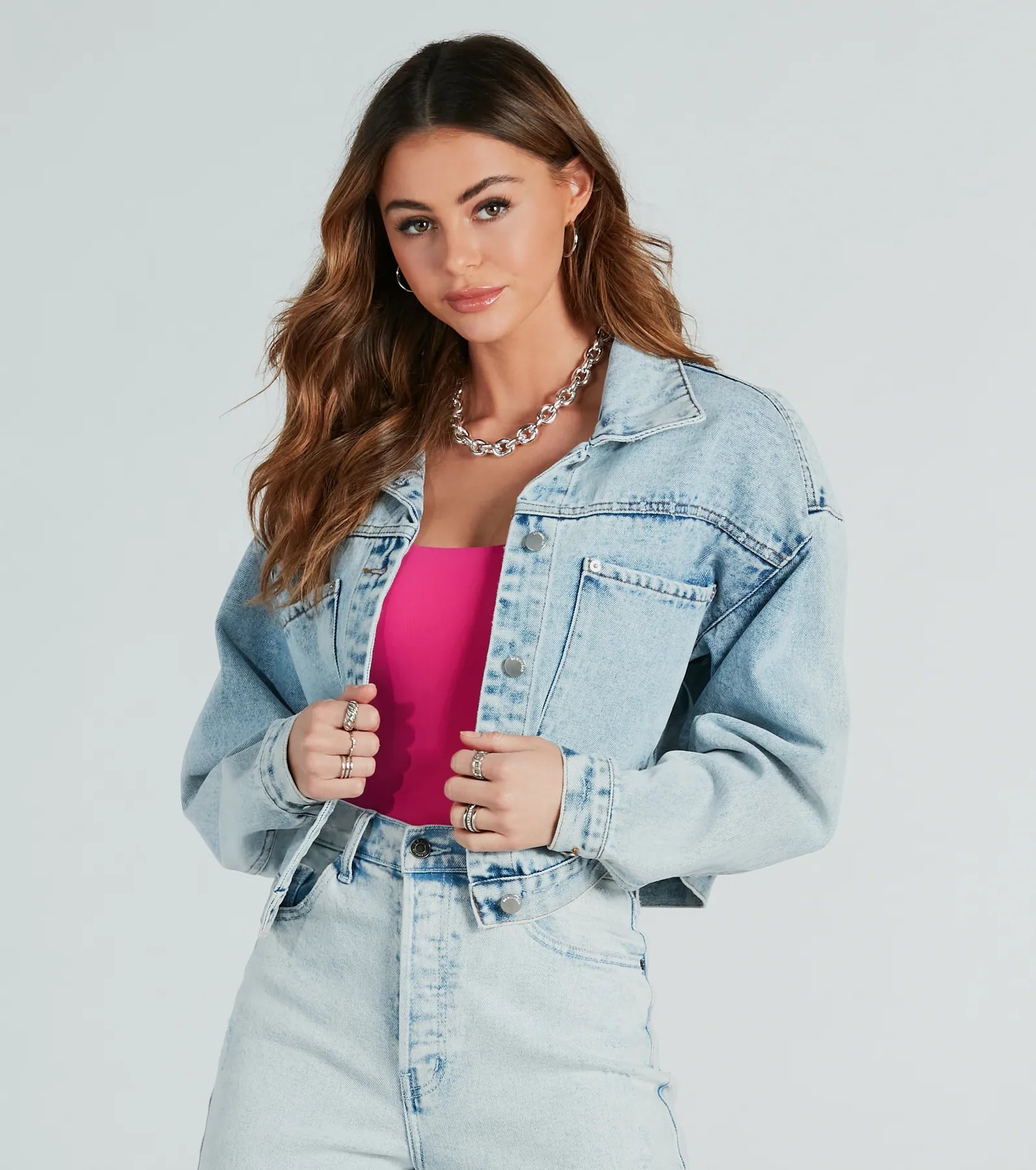 Don't Waist Time Crop Denim Jacket Elasticated Jacket Padded Jacket Insulated Jacket