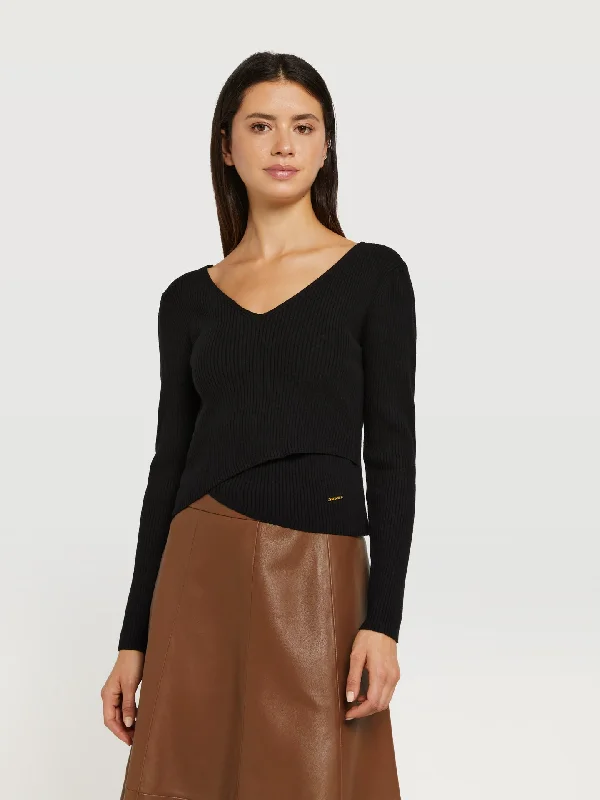 Sweetheart neckline wrap sweater Cashmere Blend Cotton Blend Poly Blend