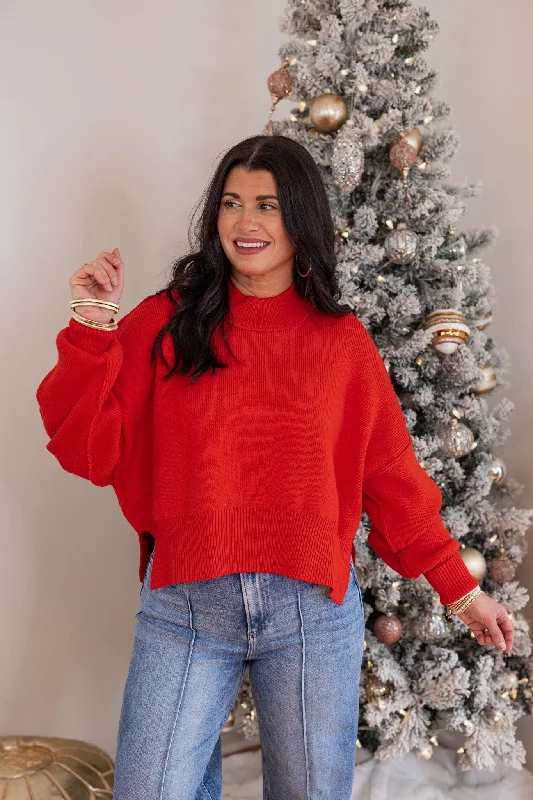 Forever Yours Cropped Red Sweater Beaded Sweater Sequined Faux Fur