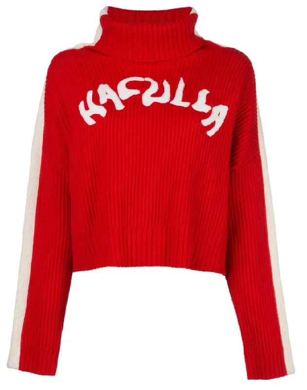 NOUVEAU SWEATER RED/ WHITE Solid Color Striped Floral Print