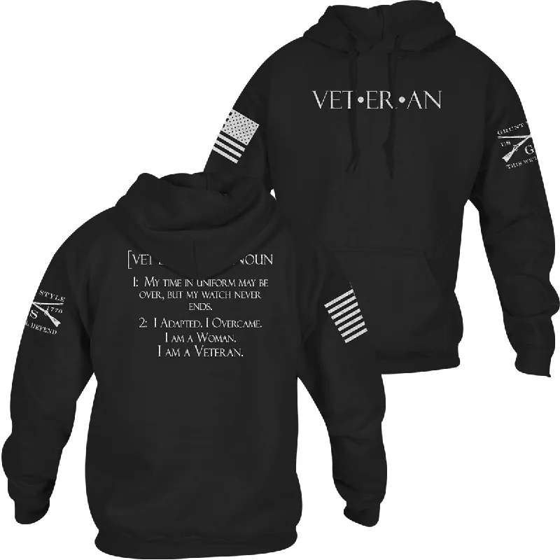 Grunt Style Women's Woman Veteran Pullover Hoodie - Black Cashmere Luxurious Pullover