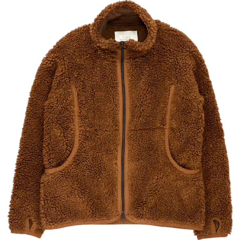 Studio Nicholson Brown Teddy Fleece Jacket Elasticated Jacket Padded Jacket Insulated Jacket Studio Nicholson Brown Teddy Fleece Jacket Elasticated Jacket Padded Jacket Insulated Jacket