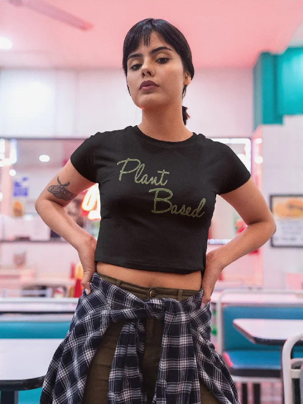 Plant Based Crop Top Hooded Caped Shawl Collar