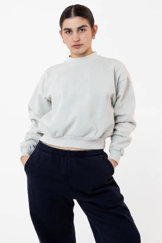 HF06 - Heavy Fleece Cropped Mock Neck Pullover (Garment Dye) Port Neck Pullover