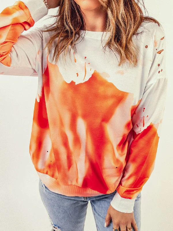All-Occasion Tie-Dye Pullover Puff Sleeve Stylish