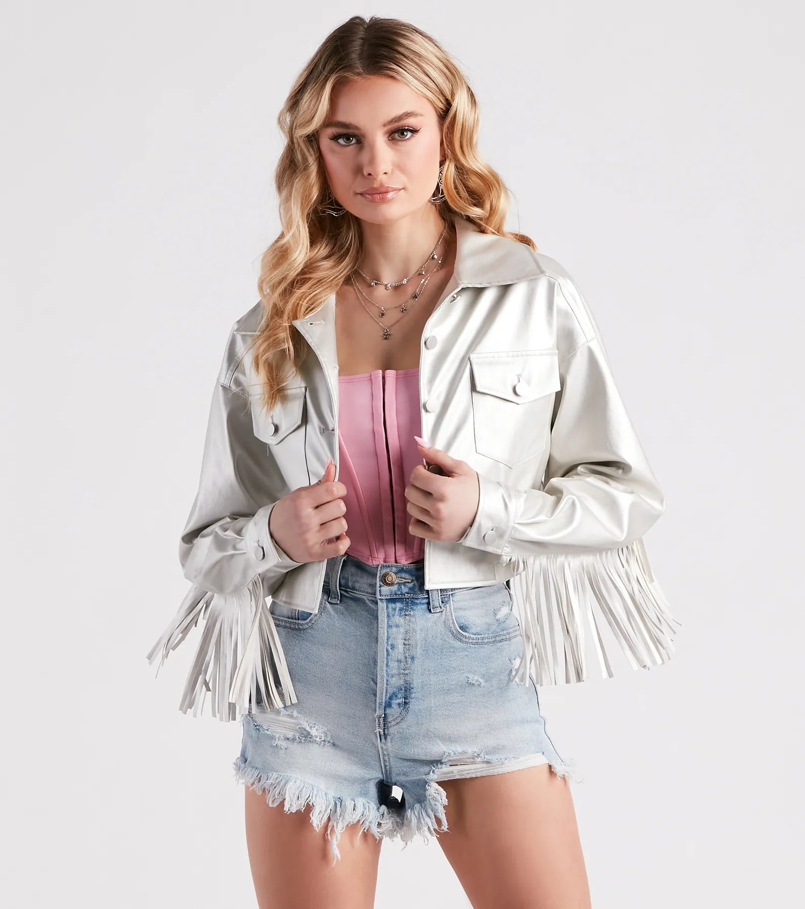 Wild Retro Faux Leather Fringe Jacket Striped Jacket Polka Dot Jacket Floral Jacket