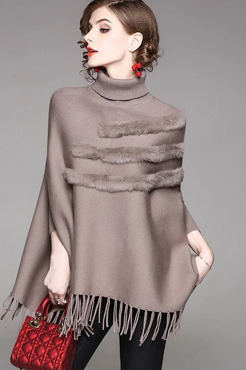Dolman Sleeve Sweater W/ Fringe Fleece Sweater Nylon Polyester