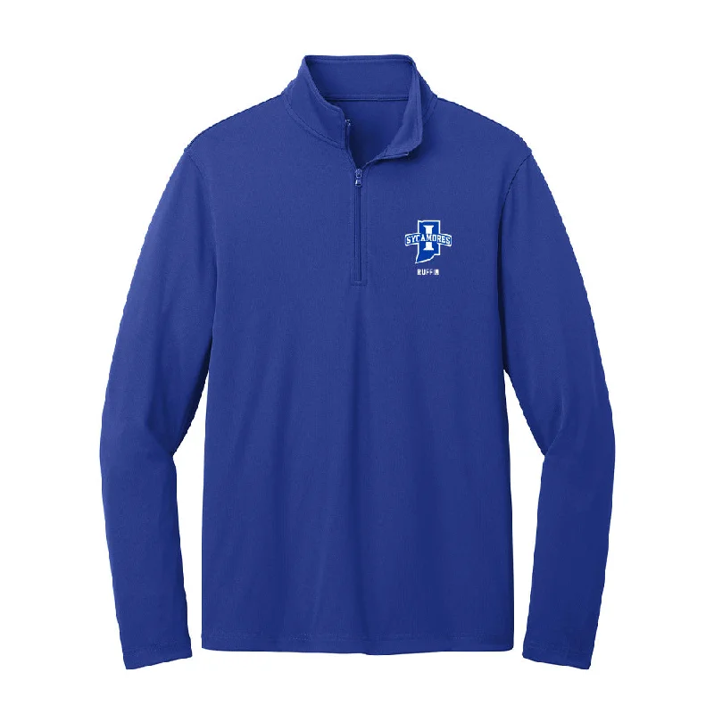 Indiana State - NCAA Women's Basketball : Queen Ruffin - Lightweight Quarter Zip Jacket Notch Collar Jacket Peter Pan Collar Jacket Cowl Neck Jacket Indiana State - NCAA Women's Basketball : Queen Ruffin - Lightweight Quarter Zip Jacket Notch Collar Jacket Peter Pan Collar Jacket Cowl Neck Jacket