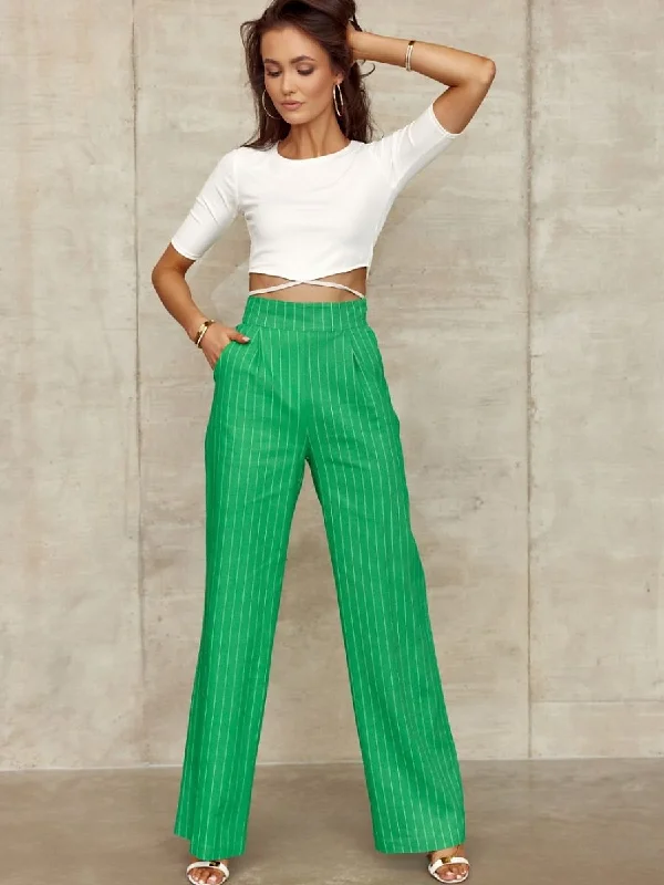 Women trousers Roco Fashion High Waist Slim Fit Ankle Length