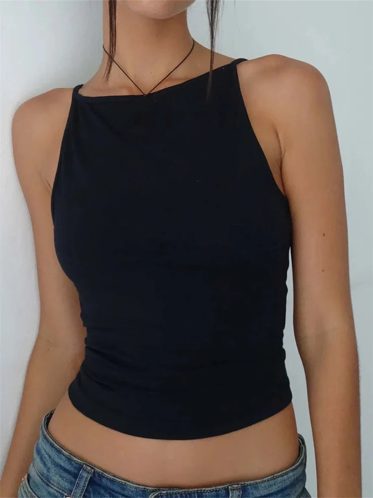 Solid Color Sleeveless Streetwear 2024 New Sexy Slim Fit Causal Mini Vest Female Clothes Crop Top Collared Crew Neck Turtle Neck Solid Color Sleeveless Streetwear 2024 New Sexy Slim Fit Causal Mini Vest Female Clothes Crop Top Collared Crew Neck Turtle Neck