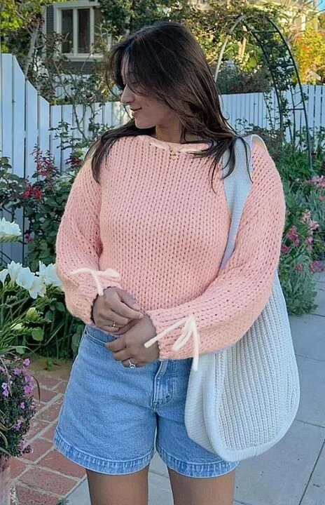 Bea Baby Pink Sweater Handmade Hand-knitted Hand-woven